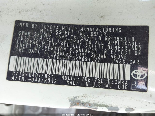 2019 TOYOTA COROLLA LE 9