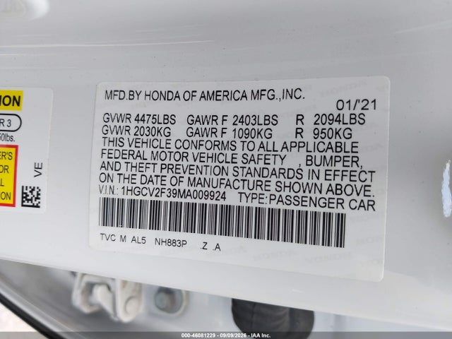 2021 HONDA ACCORD SPORT 2.0T 9