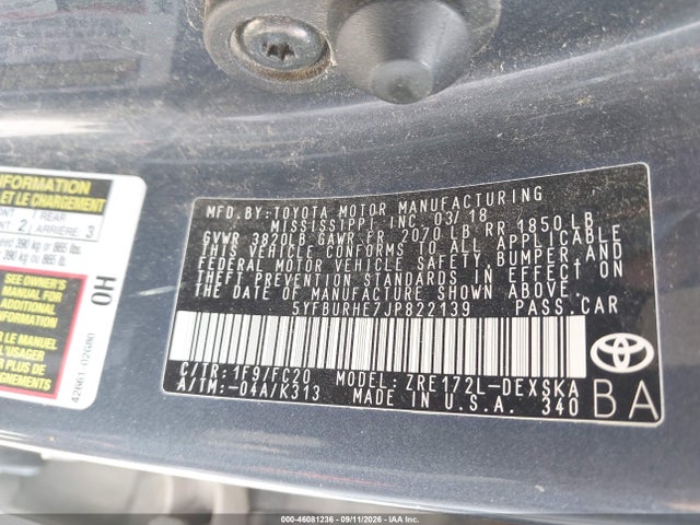 2018 TOYOTA COROLLA SE 9