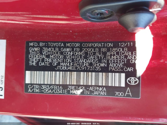 صورة 9 لـ 2012 Toyota COROLLA LE