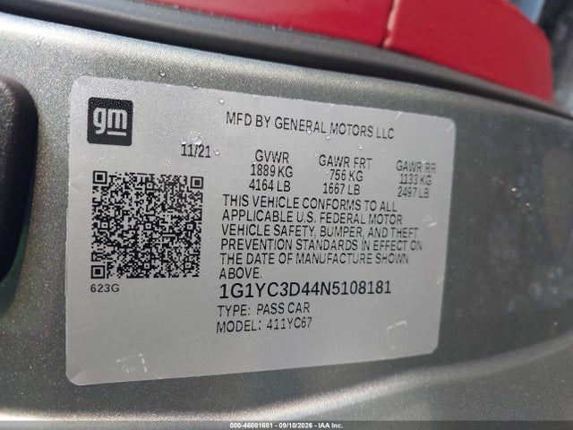 2022 CHEVROLET CORVETTE STINGRAY RWD 3LT 9
