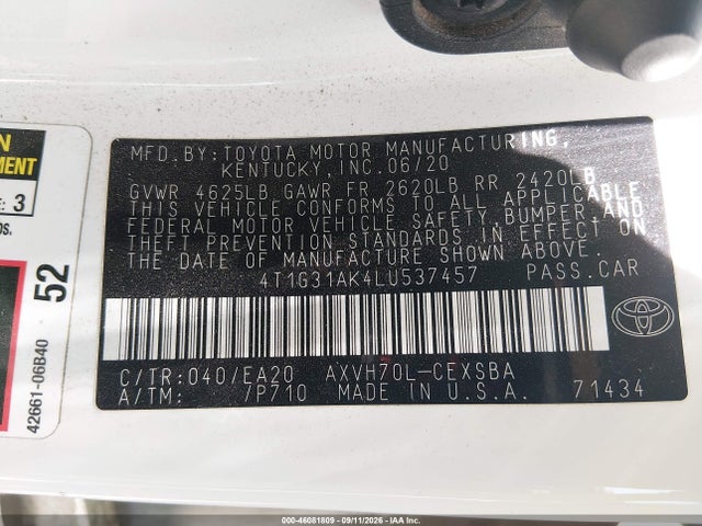 2020 TOYOTA CAMRY SE HYBRID 9