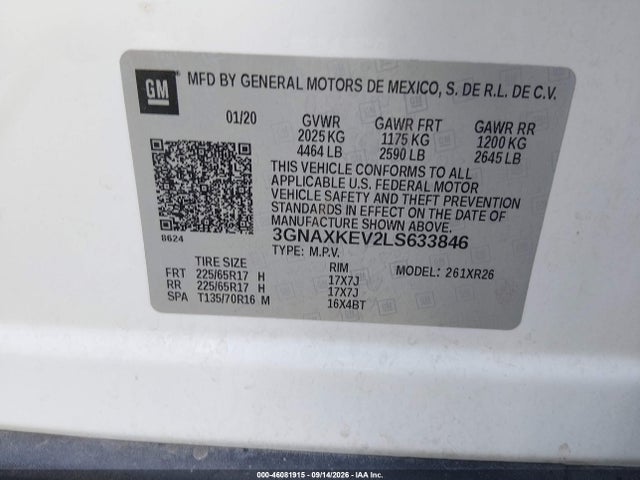 2020 CHEVROLET EQUINOX FWD LT 1.5L TURBO 9
