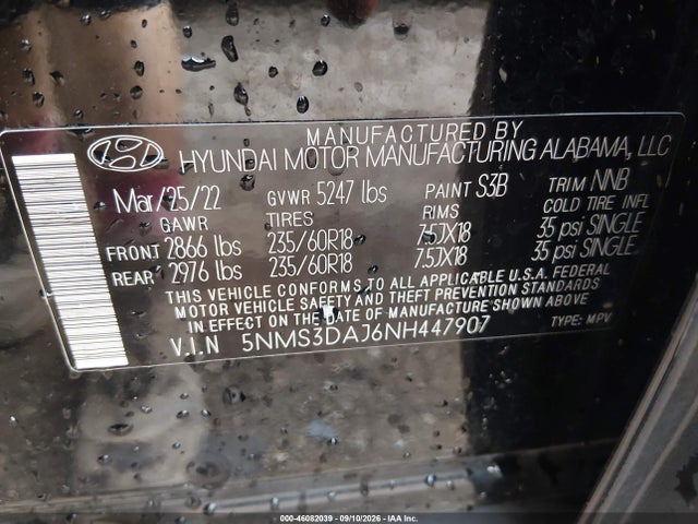 2022 HYUNDAI SANTA FE SEL 9