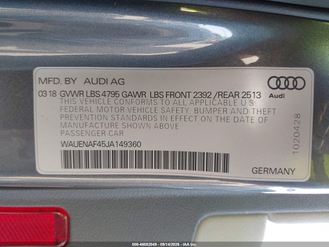 2018 AUDI A4 2.0T PREMIUM/2.0T TECH PREMIUM 9