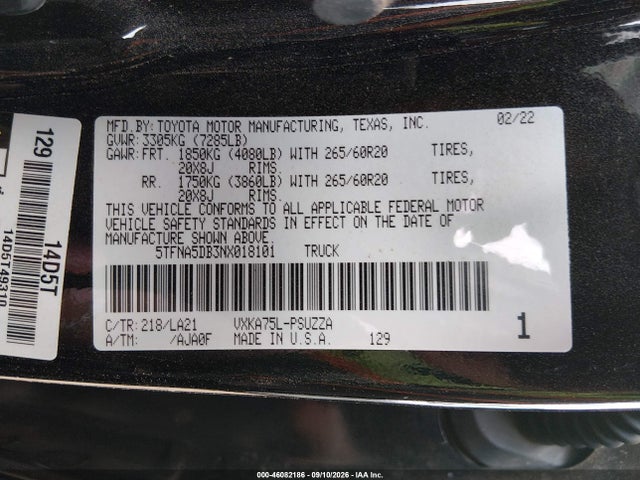 2022 TOYOTA TUNDRA PLATINUM 9
