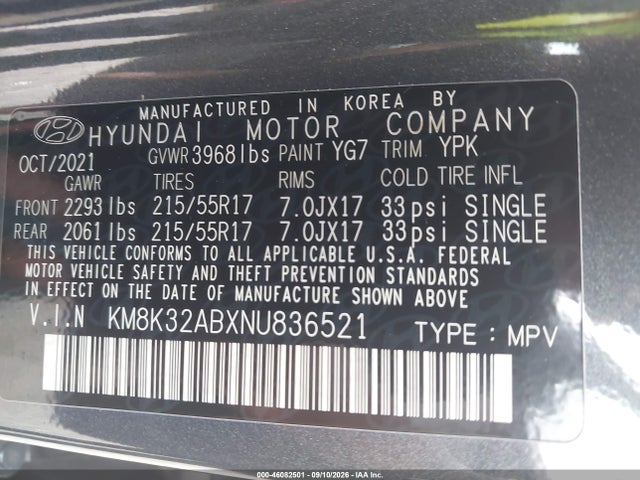 2022 HYUNDAI KONA SEL 9
