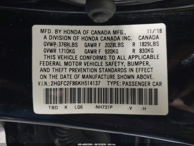 2019 HONDA CIVIC SPORT 9