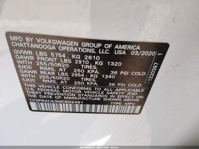 2021 VOLKSWAGEN ATLAS 3.6L V6 SE W/TECHNOLOGY R-LINE 9