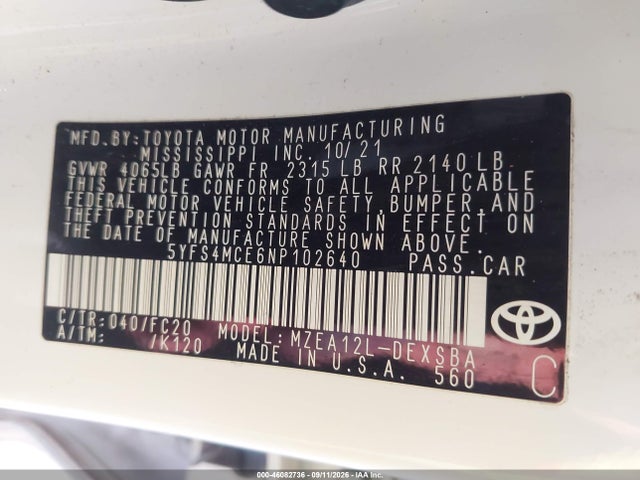 2022 TOYOTA COROLLA SE 9