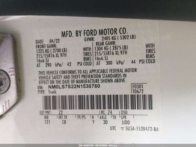 2022 FORD TRANSIT CONNECT XL 9