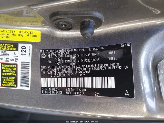 2017 TOYOTA SIENNA XLE 8 PASSENGER 9