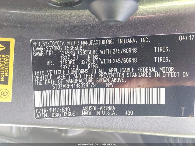 2017 TOYOTA HIGHLANDER LE 9