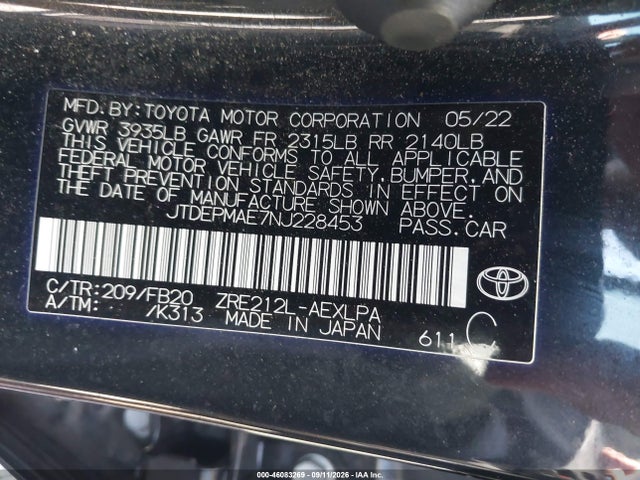 2022 TOYOTA COROLLA LE 9