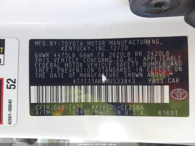 2021 TOYOTA CAMRY SE 9