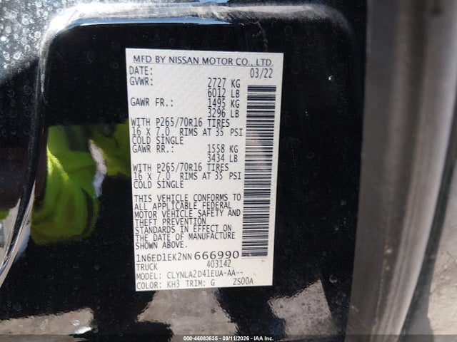 2022 NISSAN FRONTIER S 4X4 9