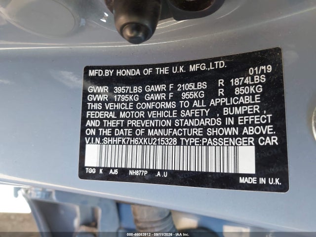 2019 HONDA CIVIC EX 9