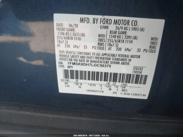 2020 FORD EXPLORER XLT 9