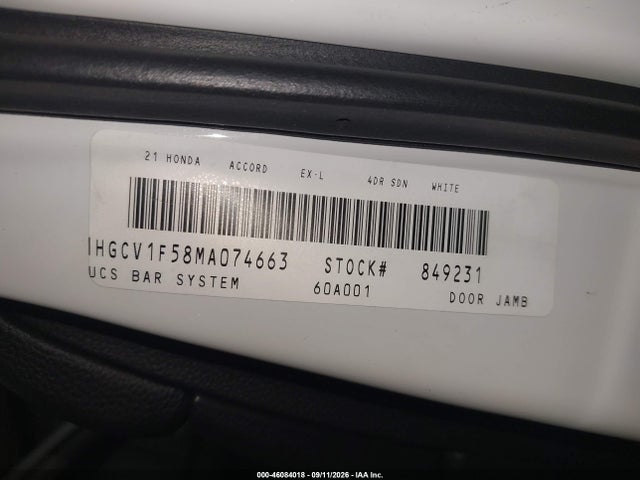 2021 HONDA ACCORD EX-L 9