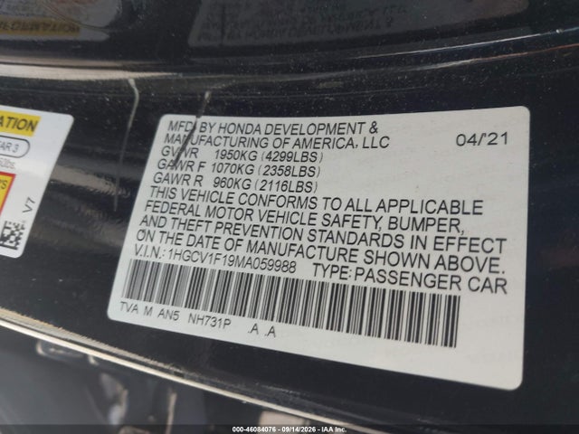 2021 HONDA ACCORD LX 9