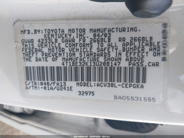 صورة 9 لـ 2003 Toyota CAMRY XLE