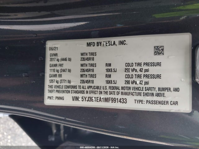 2021 TESLA MODEL 3 STANDARD RANGE PLUS REAR-WHEEL DRIVE 9