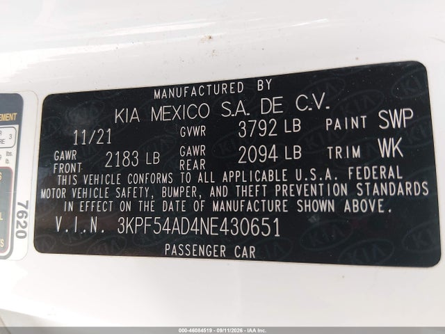 2022 KIA FORTE GT-LINE 9