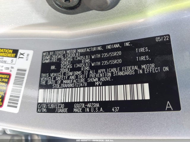 2022 TOYOTA HIGHLANDER XSE 9