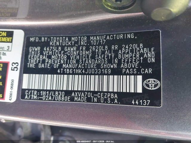 2018 TOYOTA CAMRY XSE 9