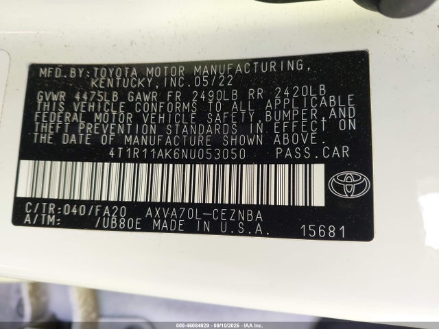 2022 TOYOTA CAMRY LE 9