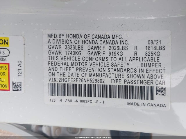 2022 HONDA CIVIC LX 9
