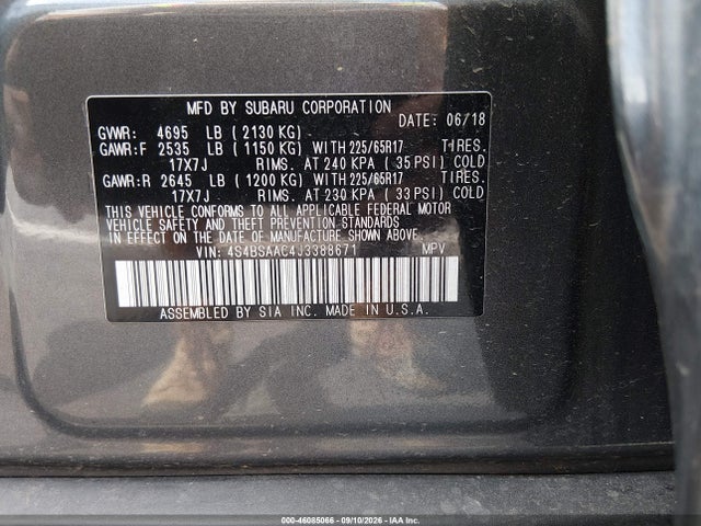 2018 SUBARU OUTBACK 2.5I 9