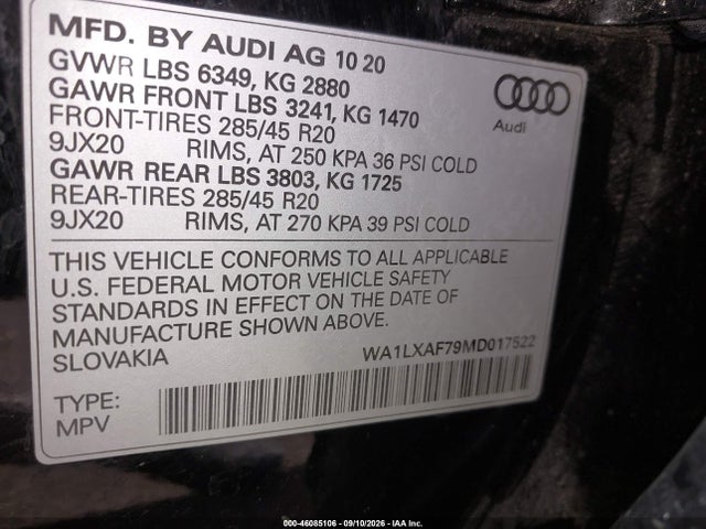2021 AUDI Q7 PREMIUM PLUS 55 TFSI QUATTRO TIPTRONIC 9