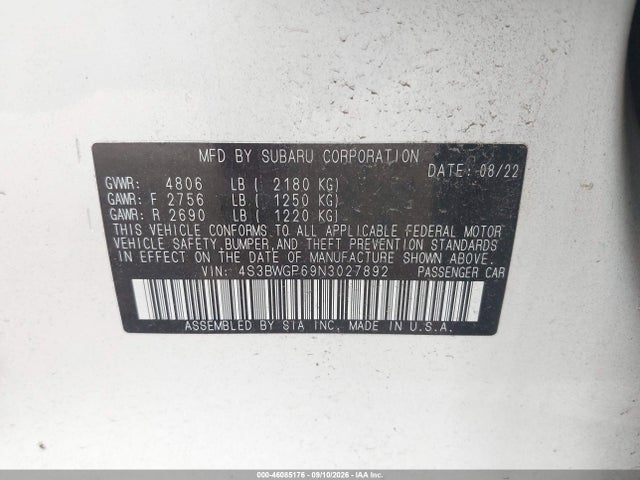 2022 SUBARU LEGACY TOURING XT 9