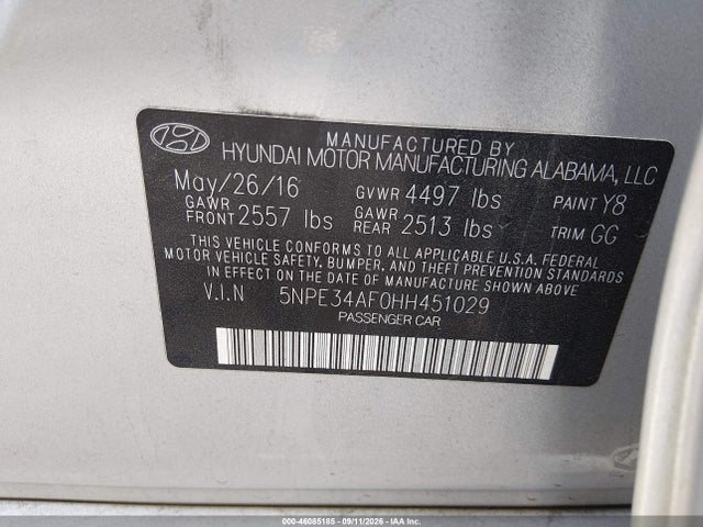 2017 HYUNDAI SONATA SPORT 9