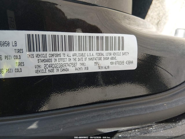 2019 DODGE GRAND CARAVAN GT 9