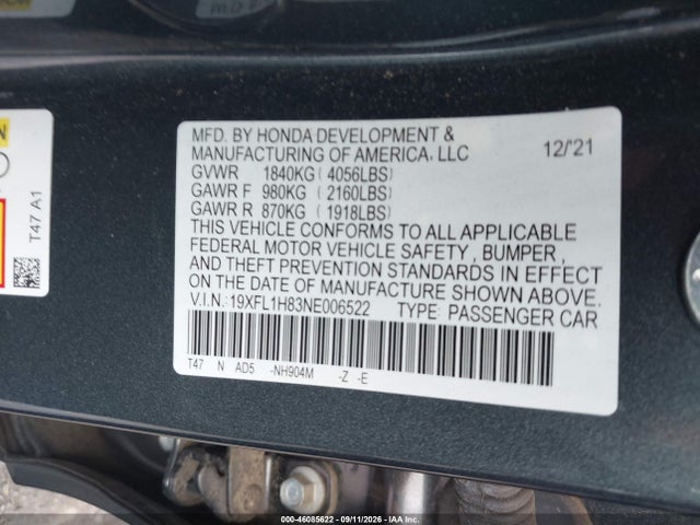 2022 HONDA CIVIC SPORT TOURING 9