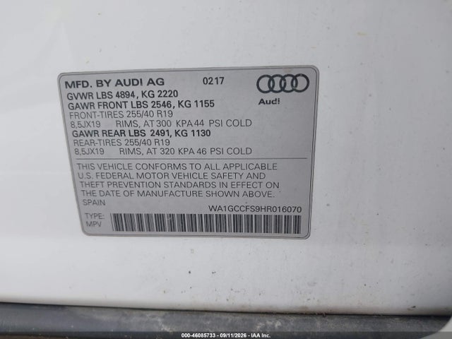 2017 AUDI Q3 2.0T PREMIUM 9