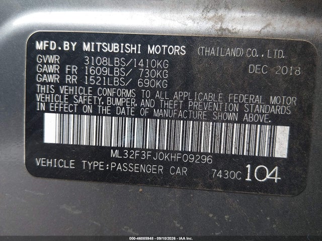 2019 MITSUBISHI MIRAGE G4 ES 9