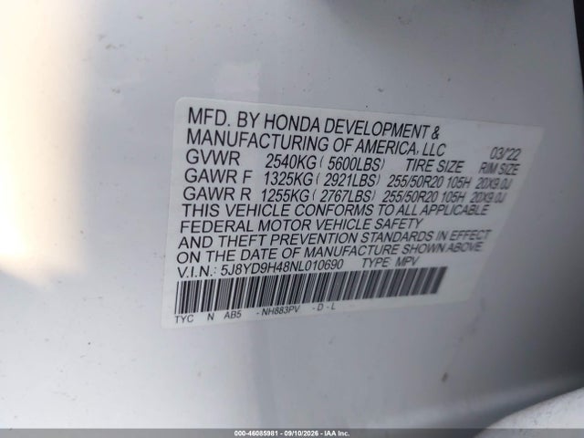 2022 ACURA MDX TECHNOLOGY PACKAGE 9
