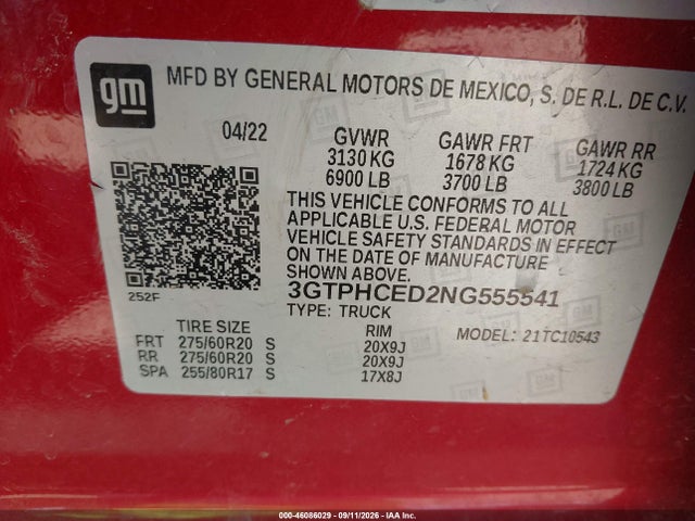 2022 GMC SIERRA 1500 2WD SHORT BOX ELEVATION 9