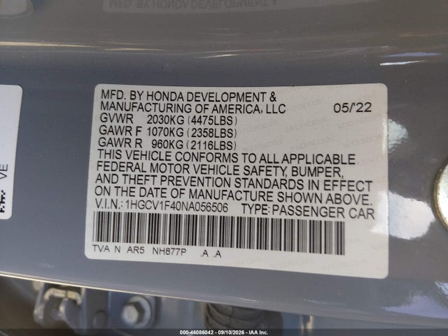2022 HONDA ACCORD SPORT SPECIAL EDITION 9
