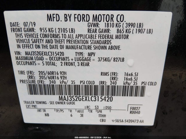 2020 FORD ECOSPORT SE 9