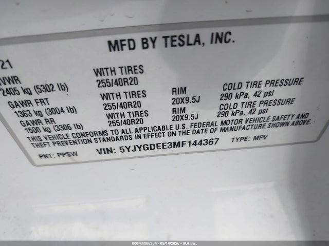 2021 TESLA MODEL Y LONG RANGE DUAL MOTOR ALL-WHEEL DRIVE 9