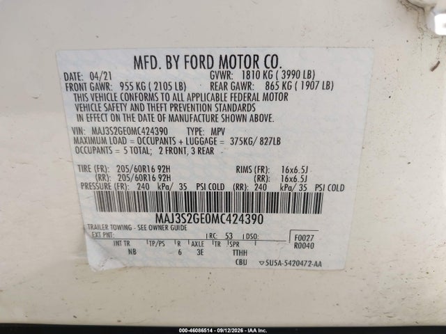 2021 FORD ECOSPORT SE 9