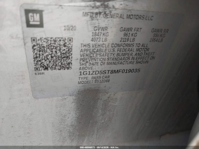 2021 CHEVROLET MALIBU FWD LT 9