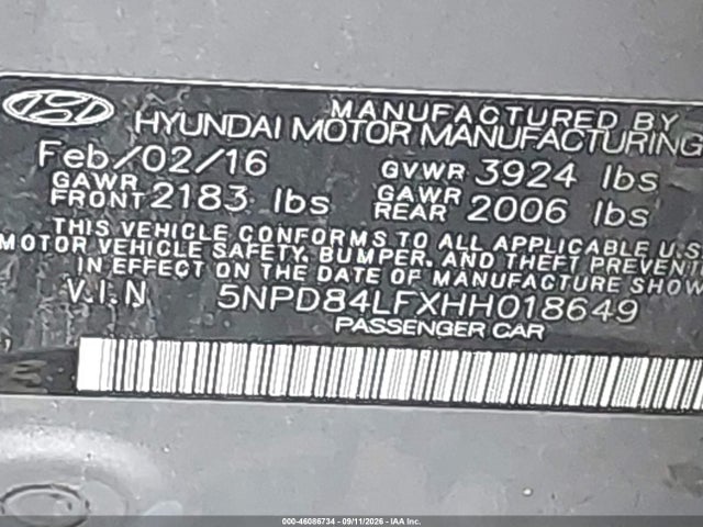 2017 HYUNDAI ELANTRA SE 9