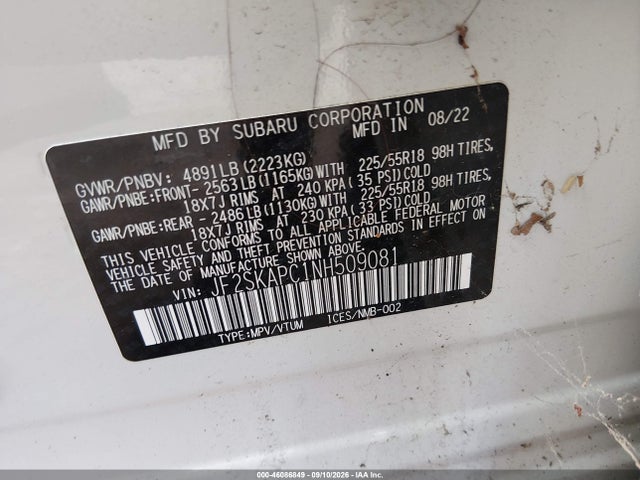 2022 SUBARU FORESTER LIMITED 9