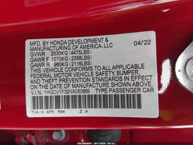 2022 HONDA ACCORD SPORT 9