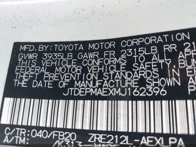 2021 TOYOTA COROLLA LE 9